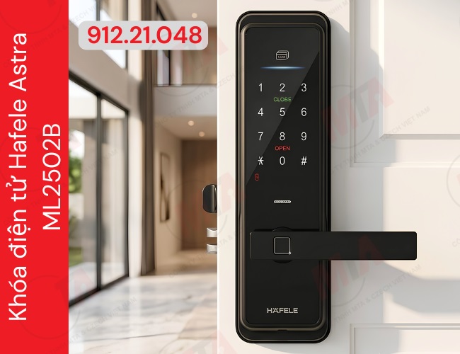 Khóa điện tử Hafele Astra ML2502B MSP 912.21.048 - Khóa thông minh kết nối App dành cho cửa gỗ mở xoay