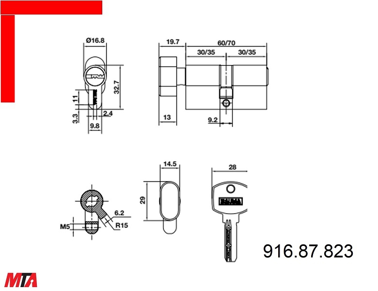 Bộ khóa cửa Bauma Hafele BM066-85 MSP 911.84.114 tay gạt đế dài