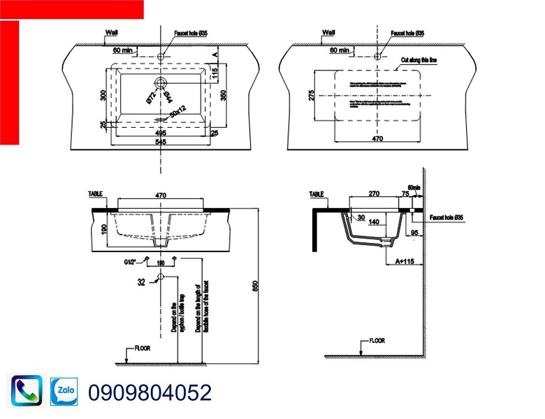 Lavabo rửa mặt Hafele Saporo 588.79.014 chậu sứ âm bàn