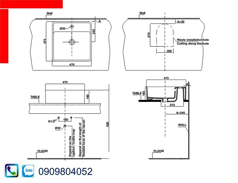 Chậu rửa mặt Lavabo Hafele 588.84.026 chậu sứ đặt bàn