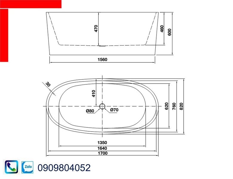 Bồn tắm độc lập Nagoya Hafele 588.99.620 hình bầu dục