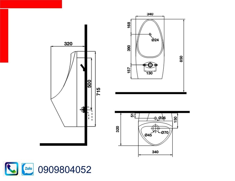 Bồn tiểu nam treo tường Seine Hafele 588.79.420