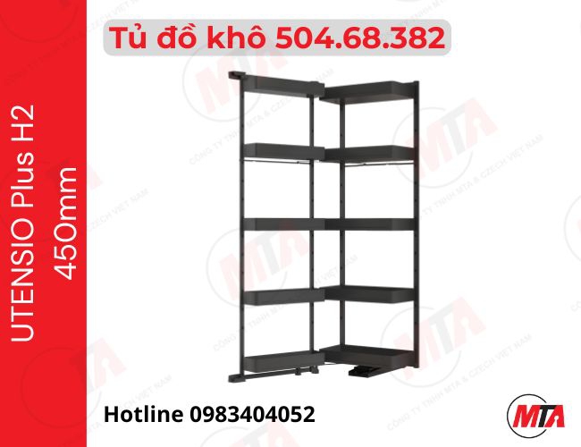 Rổ tủ đồ khô cánh bản lề Hafele Utensio Plus H2 504.68.382 - Phụ kiện tủ cao cho tủ rộng 450mm
