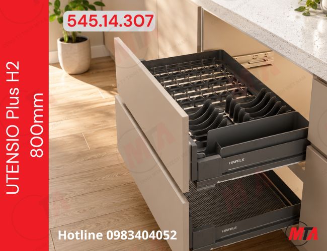 Rổ kéo bát đĩa Hafele UTENSIO Plus H2 545.14.307 - Phụ kiện bếp cho tủ dưới rộng 700mm