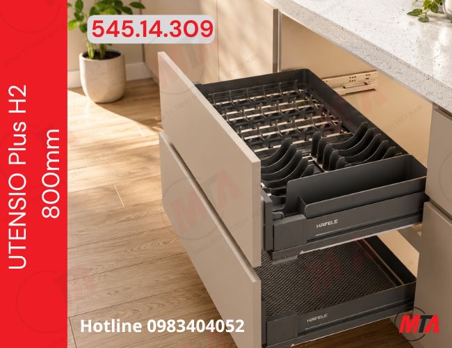 Rổ kéo bát đĩa Hafele UTENSIO Plus H2 545.14.309 - Phụ kiện bếp cho tủ dưới rộng 800mm
