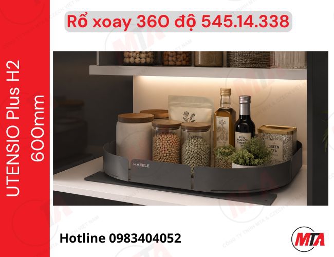 Mâm xoay Hafele UTENSIO Plus H2 545.14.338 - Phụ kiện tủ dưới xoay 360° cho tủ rộng 600mm