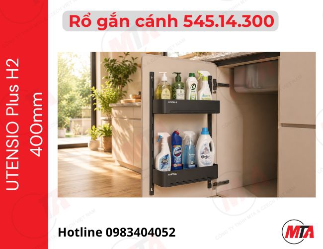Rổ gắn cánh Hafele UTENSIO Plus H2 545.14.300 - Phụ kiện gắn cánh cho tủ 400mm