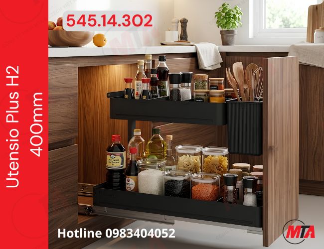 Kệ gia vị Hafele UTENSIO Plus H2 545.14.302 - Cho tủ bếp dưới rộng 400mm