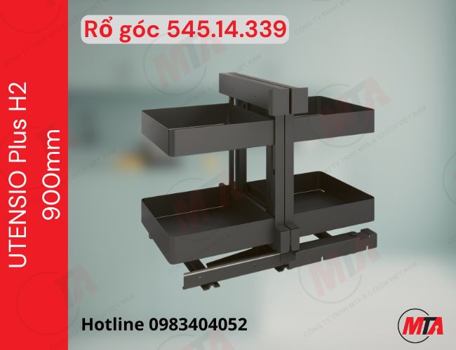 Rổ góc Hafele Utensio Plus H2 545.14.339 - Phụ kiện cho tủ bếp dưới rộng 900mm