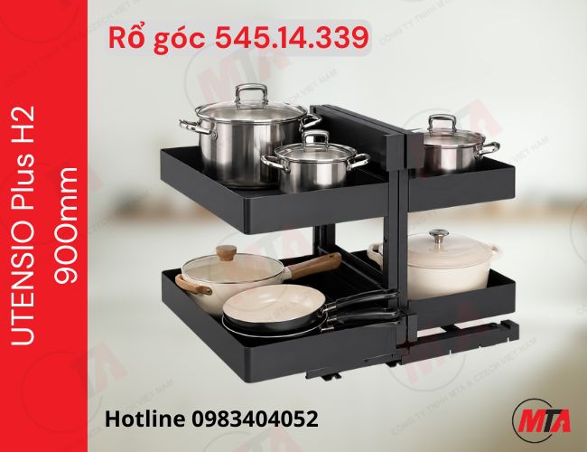 Rổ góc Hafele Utensio Plus H2 545.14.339 - Phụ kiện cho tủ bếp dưới rộng 900mm