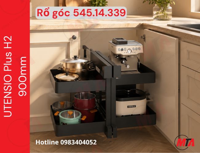 Rổ góc Hafele Utensio Plus H2 545.14.339 - Phụ kiện cho tủ bếp dưới rộng 900mm
