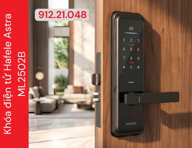 Khóa điện tử Hafele Astra ML2502B MSP 912.21.048 - Khóa thông minh kết nối App dành cho cửa gỗ mở xoay