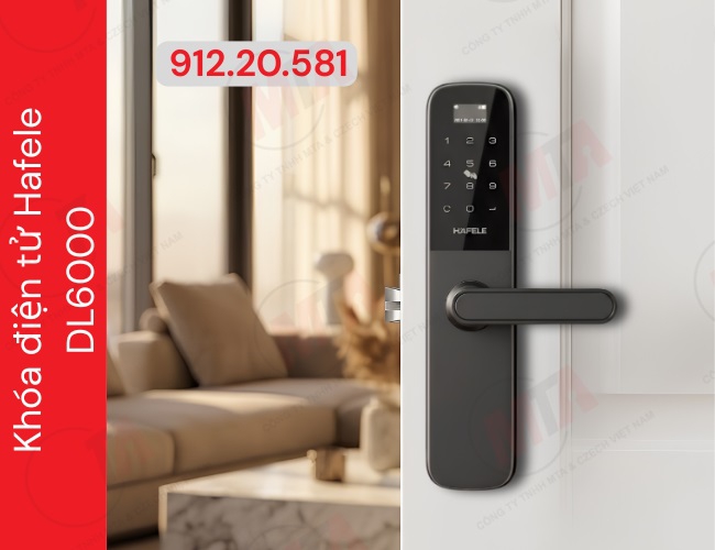Khóa điện tử Hafele DL6000 MSP 912.20.581 - Khóa thông minh kết nối App dành cho cửa gỗ mở xoay