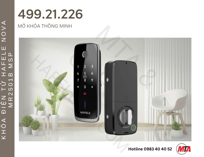 Khóa điện tử Hafele Nova MR2501B MSP 499.21.226 – Khóa thông minh kết nối App dành cho cửa gỗ mở xoay và cửa trượt