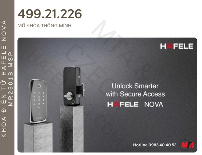 Khóa điện tử Hafele Nova MR2501B MSP 499.21.226 – Khóa thông minh kết nối App dành cho cửa gỗ mở xoay và cửa trượt