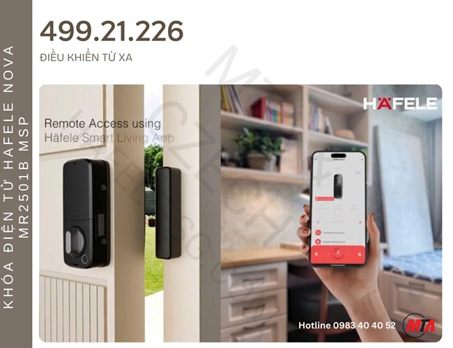Khóa điện tử Hafele Nova MR2501B MSP 499.21.226 – Khóa thông minh kết nối App dành cho cửa gỗ mở xoay và cửa trượt