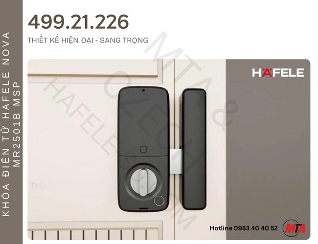Khóa điện tử Hafele Nova MR2501B MSP 499.21.226 – Khóa thông minh kết nối App dành cho cửa gỗ mở xoay và cửa trượt