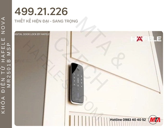Khóa điện tử Hafele Nova MR2501B MSP 499.21.226 – Khóa thông minh kết nối App dành cho cửa gỗ mở xoay và cửa trượt