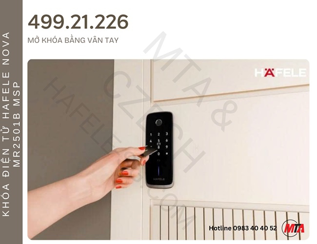 Khóa điện tử Hafele Nova MR2501B MSP 499.21.226 – Khóa thông minh kết nối App dành cho cửa gỗ mở xoay và cửa trượt