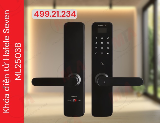 Khóa điện tử Hafele Seven ML2503B MSP 499.21.234 - Khóa thông minh kết nối App dành cho cửa gỗ mở xoay
