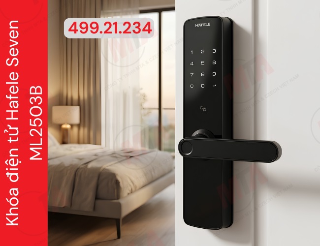 Khóa điện tử Hafele Seven ML2503B MSP 499.21.234 - Khóa thông minh kết nối App dành cho cửa gỗ mở xoay