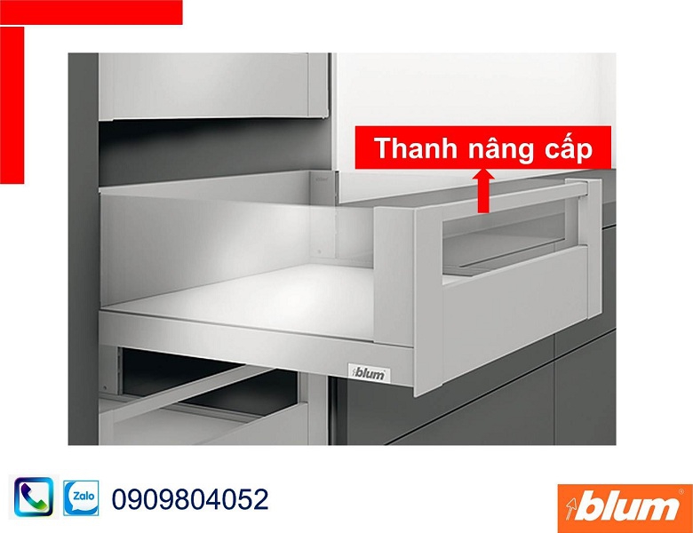 Phụ kiện Blum ZR7.1080U thanh nâng cấp mặt trước cho ray hộp âm màu trắng