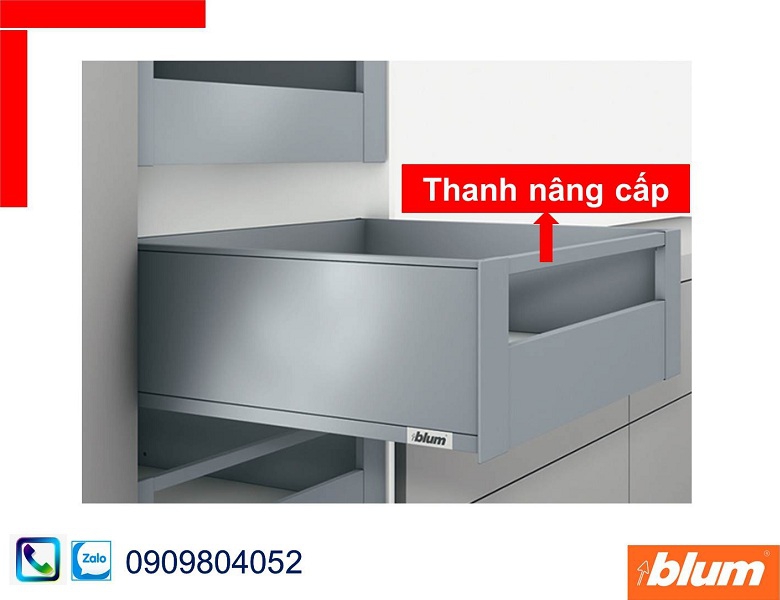 Phụ kiện Blum ZR7.1080U thanh nâng cấp mặt trước cho ray hộp âm màu xám