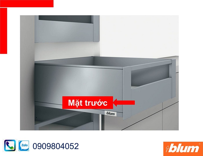 Phụ kiện Blum ZV7.1043C01 mặt trước cho ray hộp âm màu xám