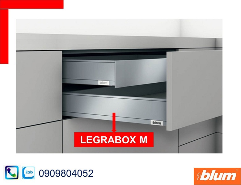 Ray hộp Blum Lagrabox M màu xám mờ chiều cao 90.5mm