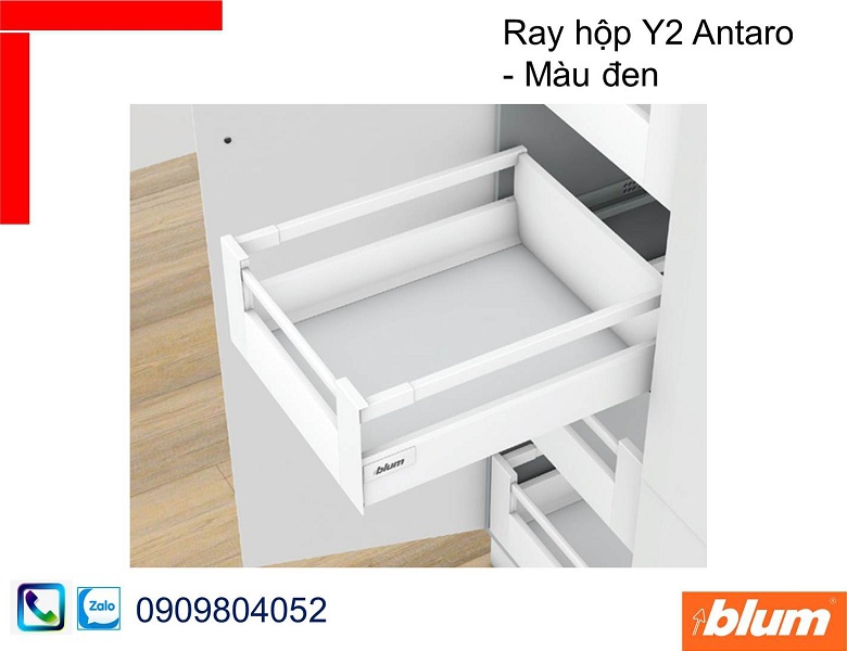 Ray hộp âm Blum Y2 Antaro màu đen có thanh nâng chiều cao 173mm