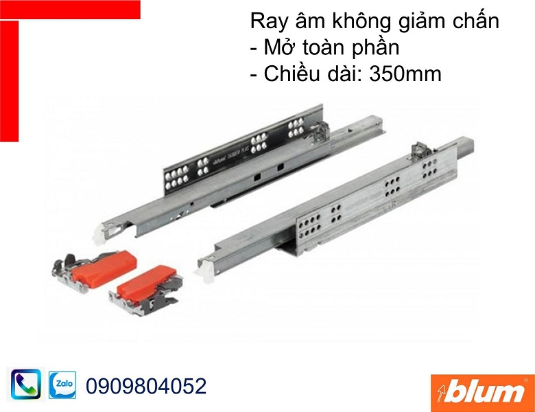 Ray trượt Blum 560H3500C Tandem không giảm chấn mở toàn phần chiều dài 350mm