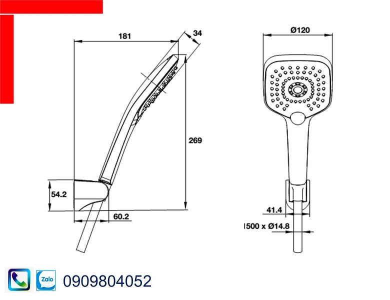 Vòi sen tay Hafele 485.60.625 Airsense 120S màu đen