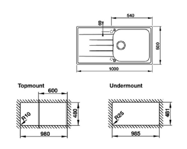 Chậu rửa bát Hafele đá Antonius HS-GD8650 màu đen 570.36.300