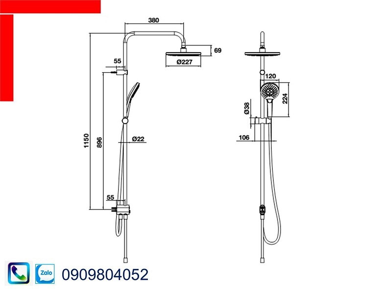 Thanh sen tắm Hafele New Mysterios không gồm bộ trộn 495.60.105