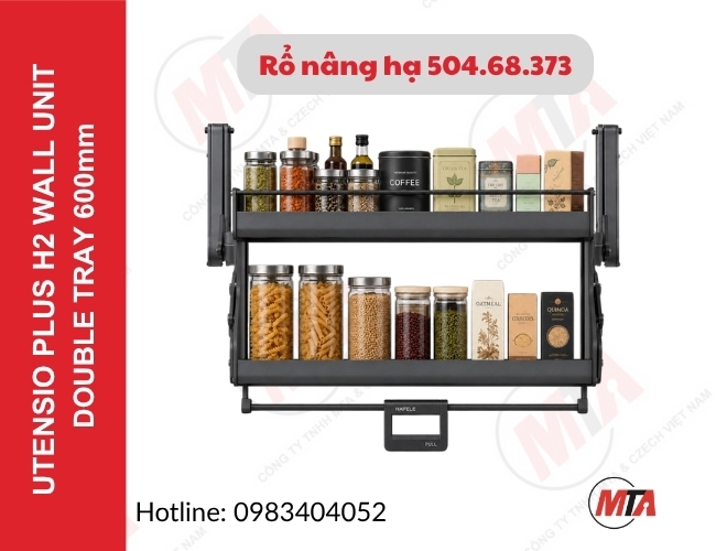 Rổ nâng hạ Hafele Utensio Plus H2  504.68.373 - Kệ nâng hạ 2 tầng cho tủ treo 600mm