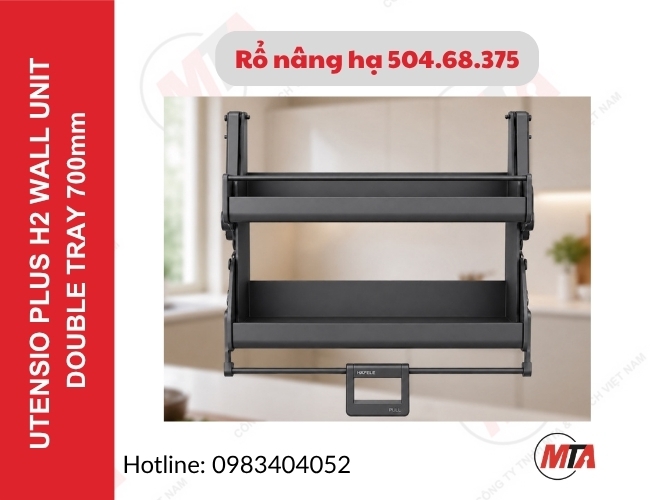 Rổ nâng hạ Hafele Utensio Plus H2 504.68.375 - Kệ nâng hạ 2 tầng cho tủ treo 700mm