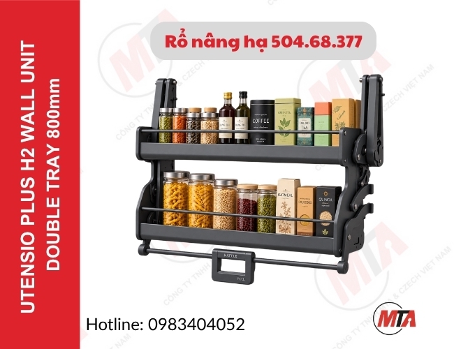 Rổ nâng hạ Hafele Utensio Plus H2 504.68.377 - Kệ nâng hạ 2 tầng cho tủ treo 800mm