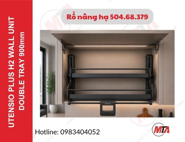 Rổ nâng hạ Hafele Utensio Plus H2 504.68.379 - Kệ nâng hạ 2 tầng cho tủ treo 900mm