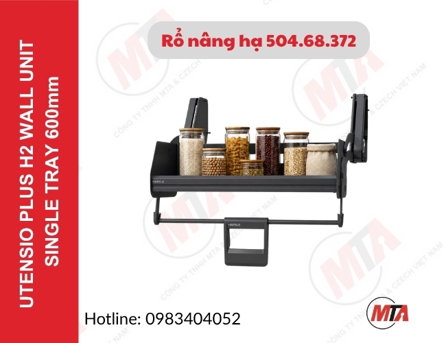 Rổ nâng hạ Hafele Utensio Plus H2 504.68.372 - Kệ nâng hạ 1 tầng cho tủ treo 600mm