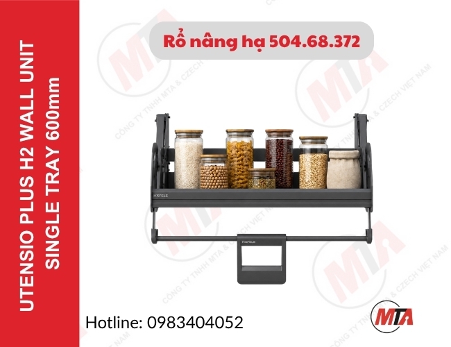 Rổ nâng hạ Hafele Utensio Plus H2 504.68.372 - Kệ nâng hạ 1 tầng cho tủ treo 600mm