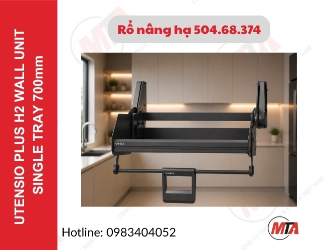 Rổ nâng hạ Hafele Utensio Plus H2 504.68.374 - Kệ nâng hạ 1 tầng cho tủ treo 700mm