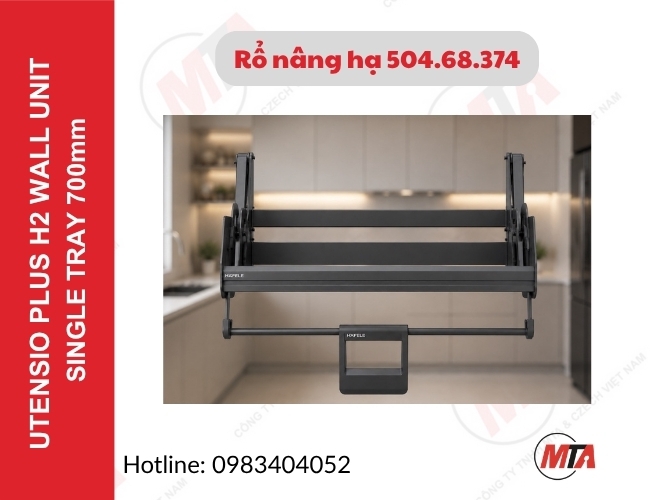 Rổ nâng hạ Hafele Utensio Plus H2 504.68.374 - Kệ nâng hạ 1 tầng cho tủ treo 700mm