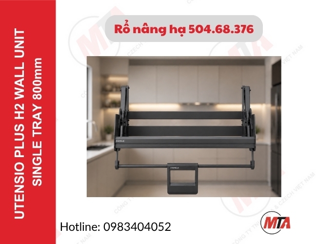 Rổ nâng hạ Hafele Utensio Plus H2 504.68.376 - Kệ nâng hạ 1 tầng cho tủ treo 800mm