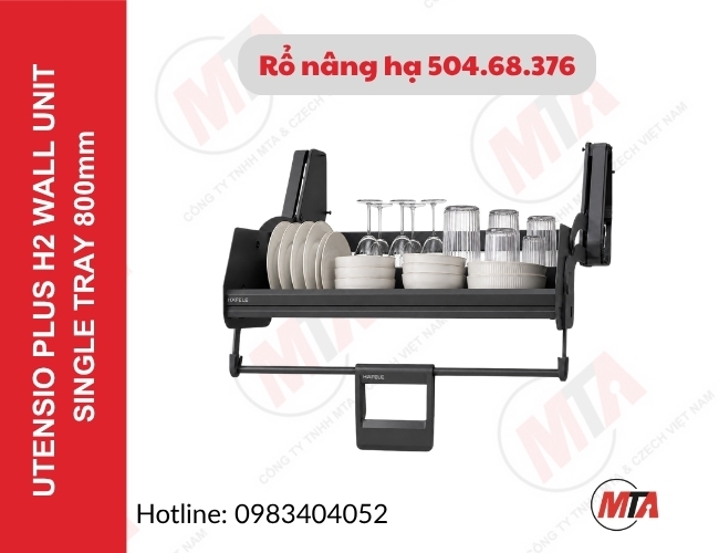 Rổ nâng hạ Hafele Utensio Plus H2 504.68.376 - Kệ nâng hạ 1 tầng cho tủ treo 800mm