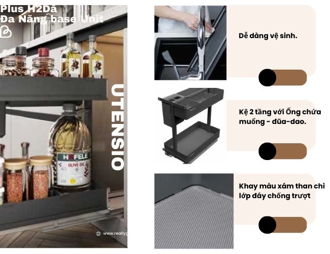 Kệ gia vị đa năng Hafele Utensio 545.14.301 cho tủ bếp rộng 300mm