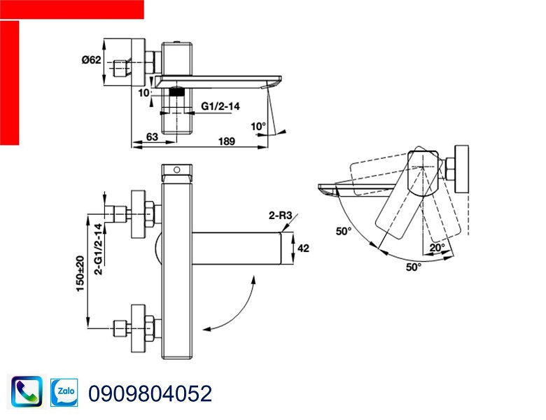 Vòi Lavabo Hafele 495.61.122 bộ trộn nối 2 đường nước Regal