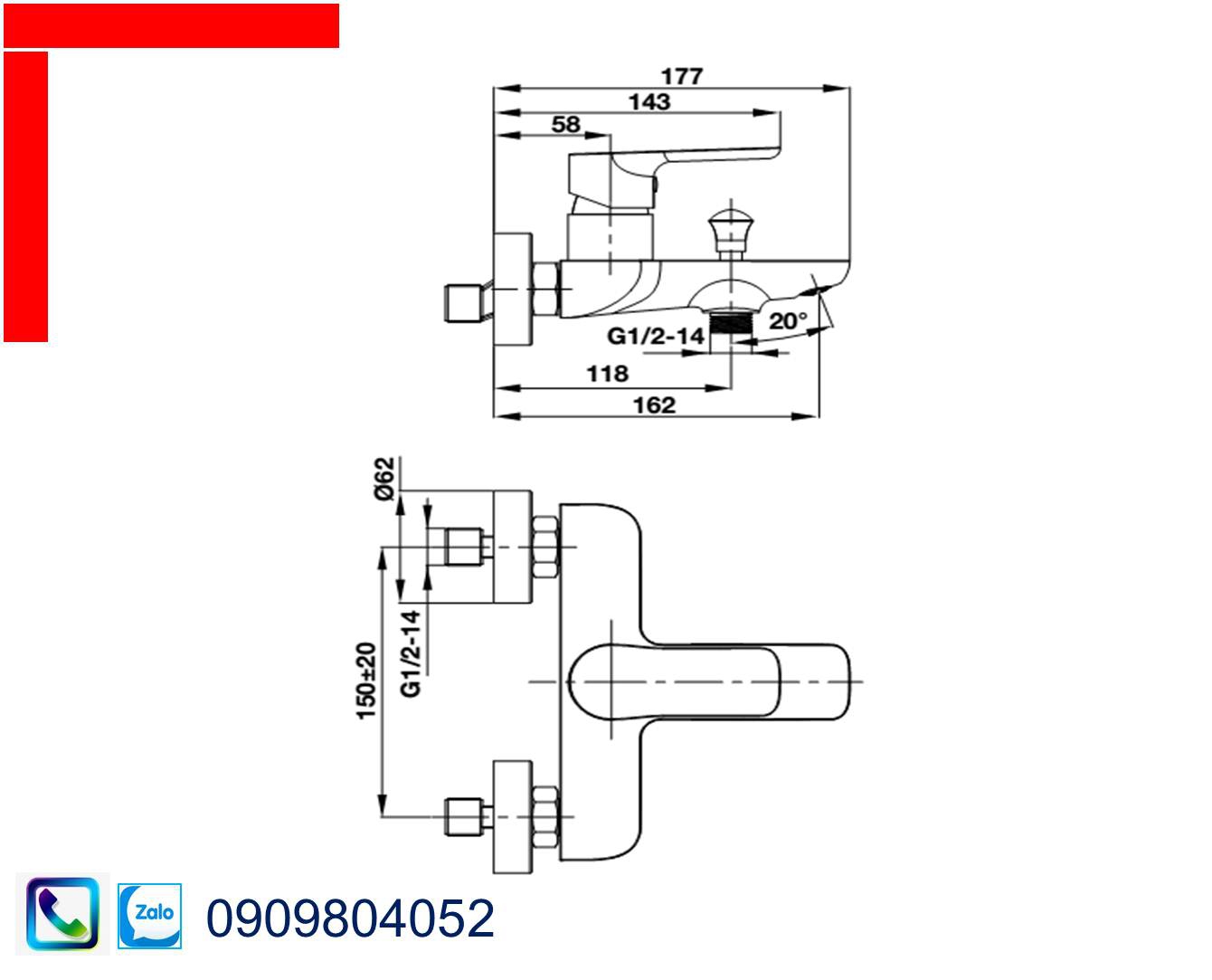 Vòi Lavabo Hafele 495.61.130 bộ trộn nổi 2 đường nước Uni