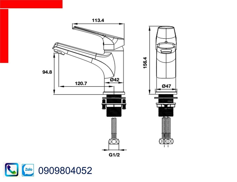 Vòi Lavabo Hafele 495.61.139 vòi trộn Vigor chiều cao 90mm