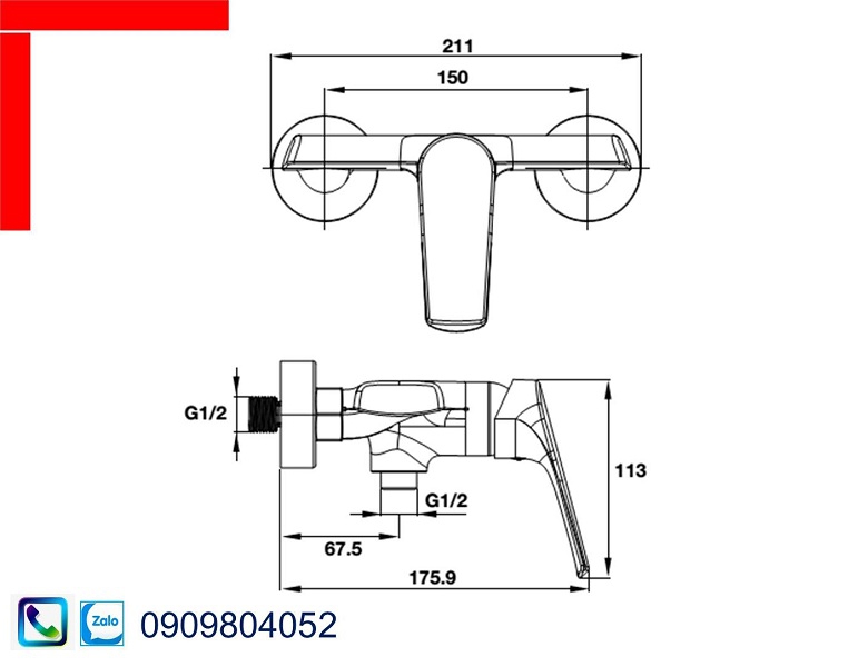 Vòi Lavabo Hafele 495.61.141 bộ trộn nổi 1 đường nước Vigor