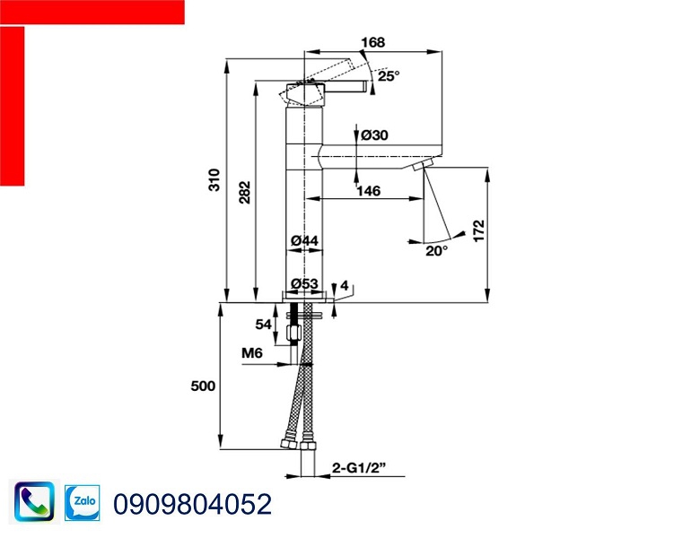 Vòi Lavabo Hafele 495.61.144 vòi trộn Roots chiều cao 170mm